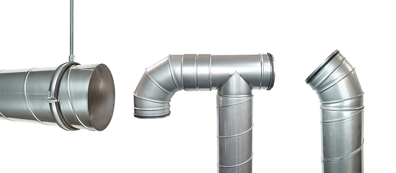 Toate elementele conductelor din oțel inoxidabil Dalap conectate creează un sistem de ventilație complet funcțional și durabil