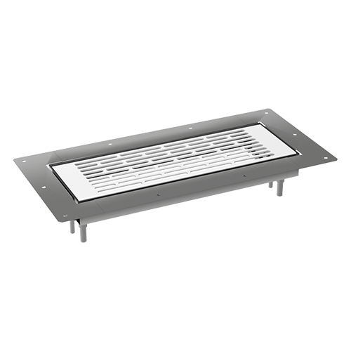 Grila de ventilație metalică cu ramă pentru finalizarea cutiei de difuzie în podea 300x100 mm