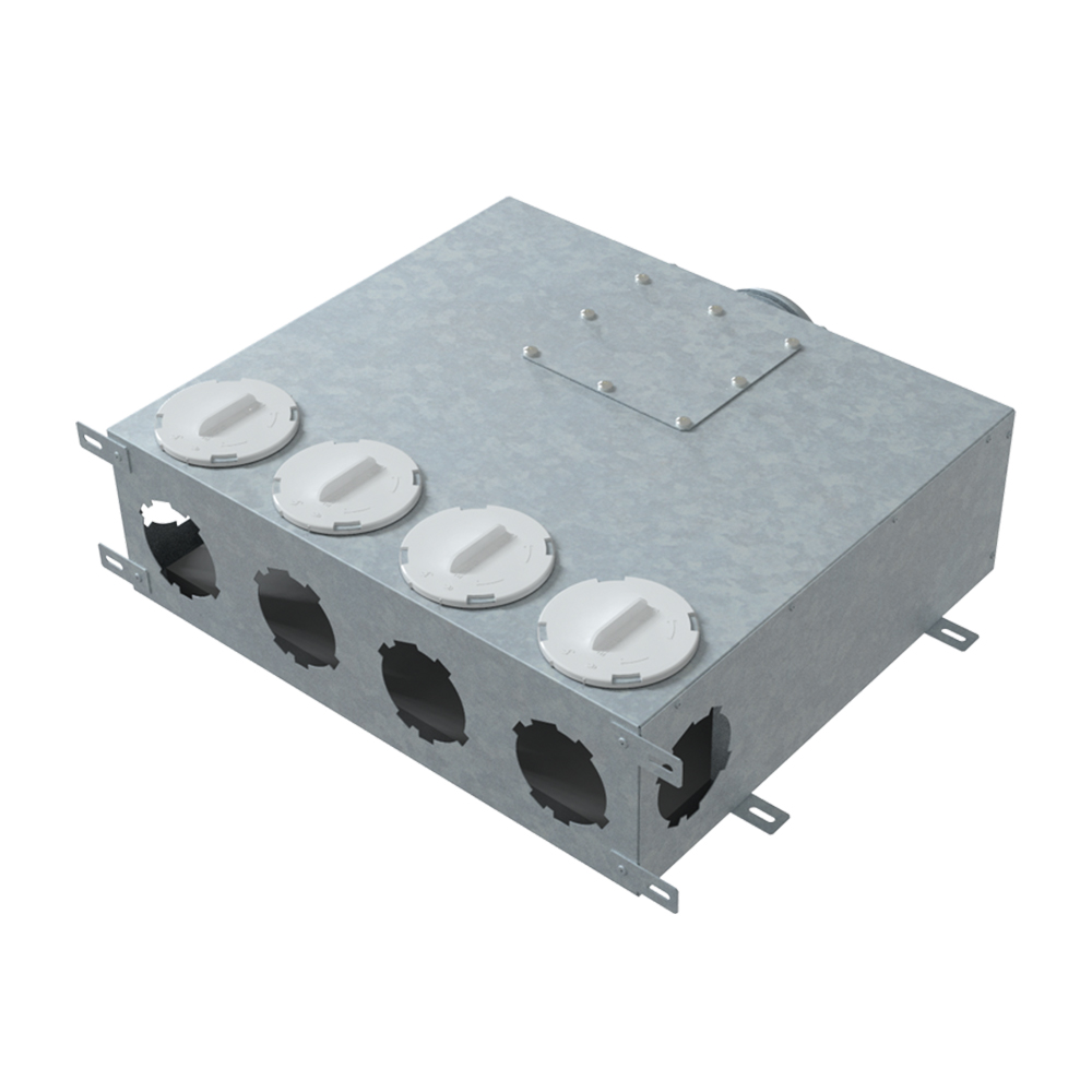 Cutie de distribuție metalică pentru conectarea sistemului Flexitech Ø 90 mm cu 6 ieșiri