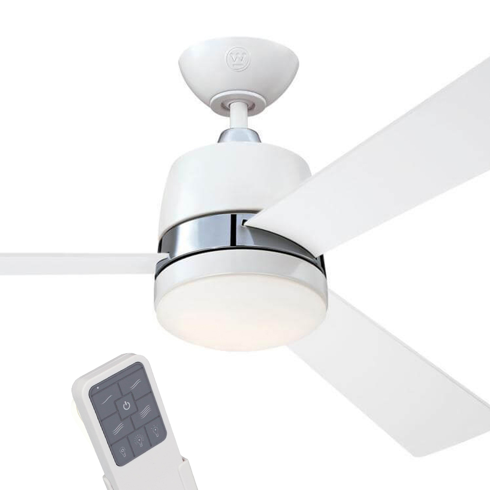 Ventilator de tavan alb cu lumină și telecomandă Westinghouse TRISTAN 73038, Ø 132 cm
