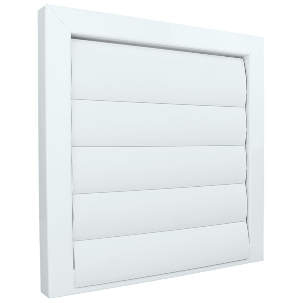 Grila de ventilație metalică cu jaluzele gravitaționale fără flanșă 300x300 mm, albă