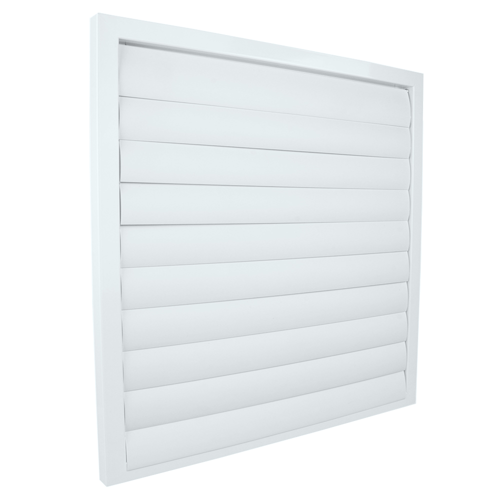 Grila de ventilație metalică cu jaluzele gravitaționale fără flanșă 535x535 mm, albă