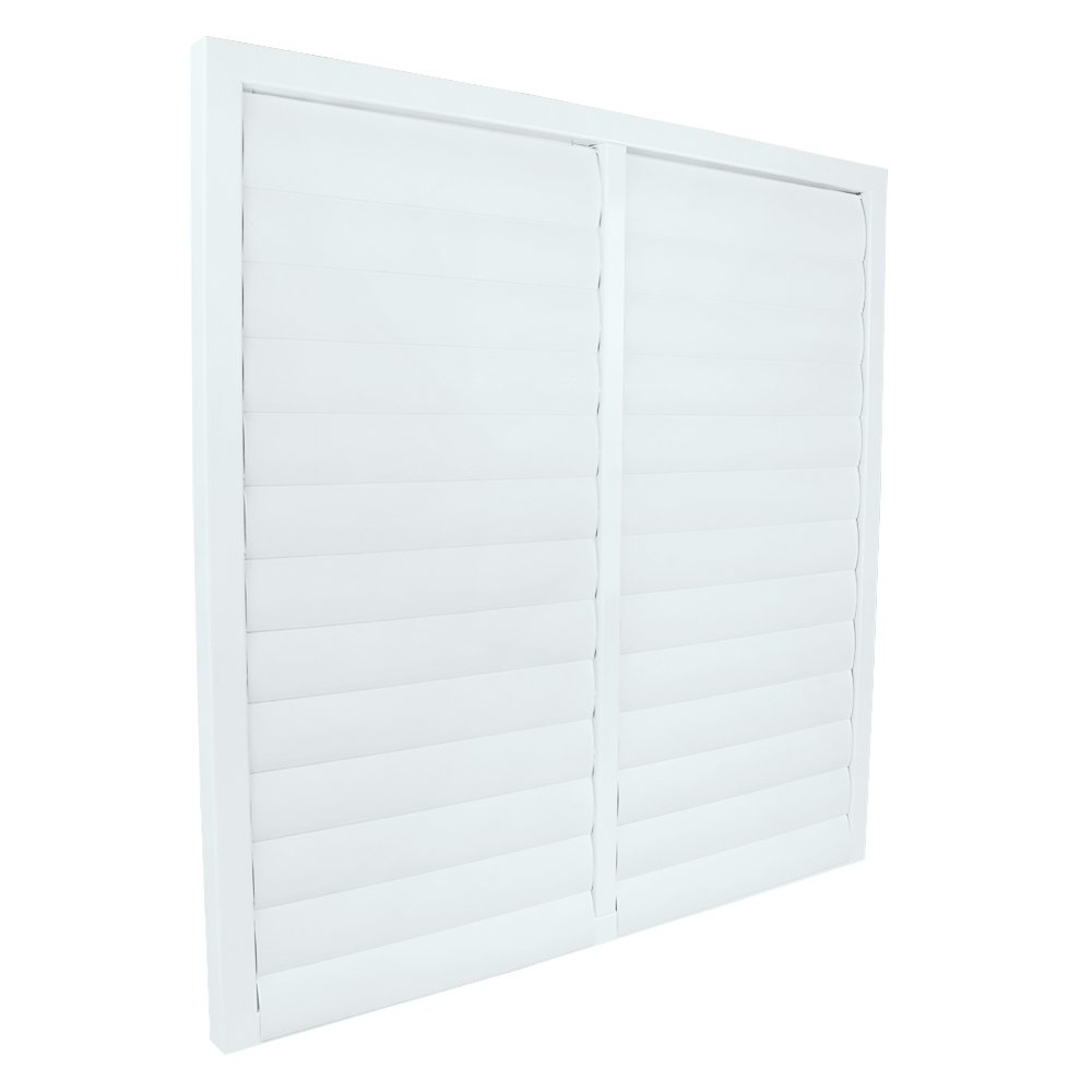 Grila de ventilație metalică cu jaluzele gravitaționale fără flanșă 655x655 mm, albă