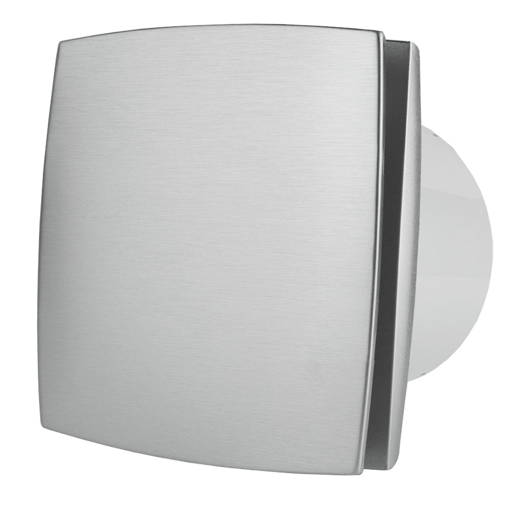 Ventilator de baie cu panou frontal aluminiu, comutator de timp și senzor de umiditate Ø 100 mm, motor puternic