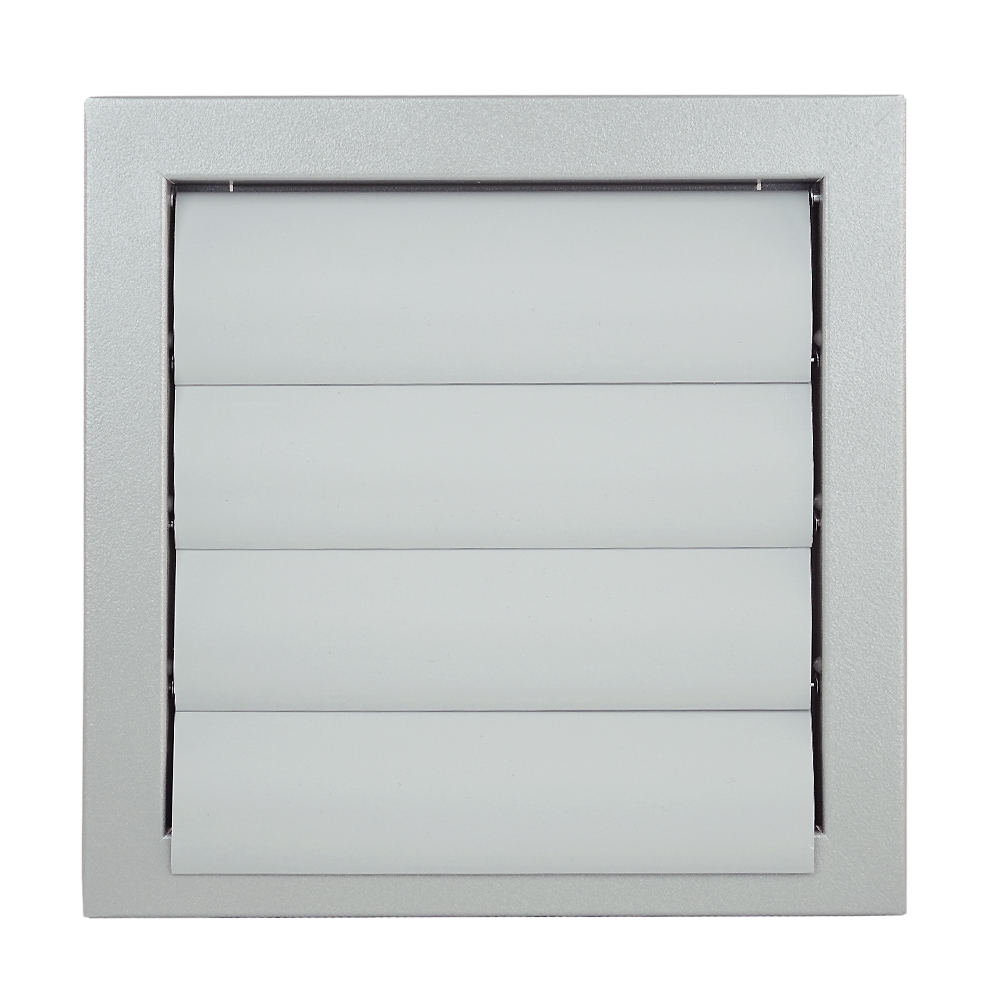 Grila de ventilație metalică cu jaluzele gravitaționale fără flanșă 250x250 mm, gri