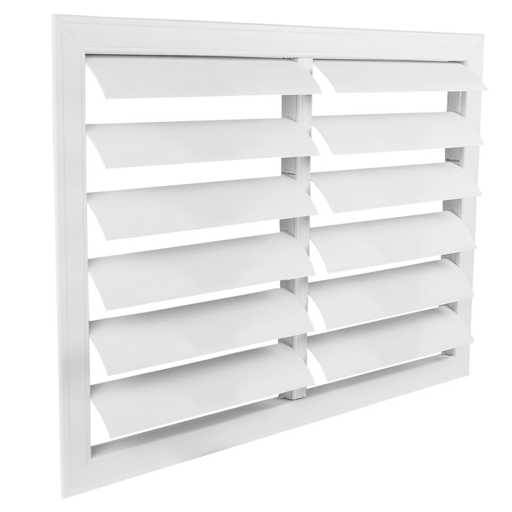 Grilă de ventilație din plastic fără flanșă cu jaluzele gravitaționale 514x424 mm, albă