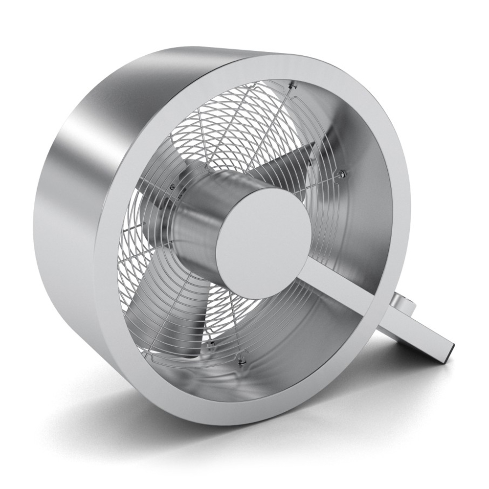 Ventilator de podea modern argintiu în formă Q