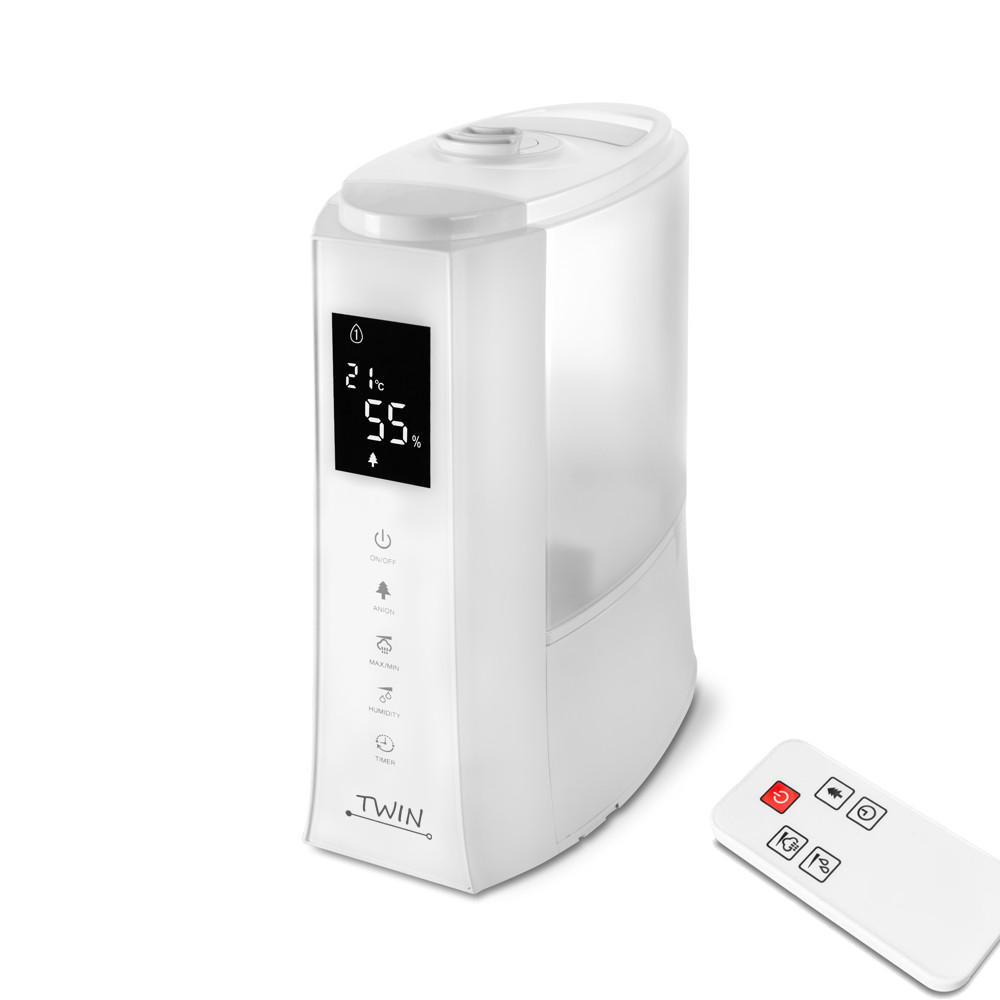 Umidificator de aer cu ionizator, ultrasunete Airbi TWIN, alb + telecomandă
