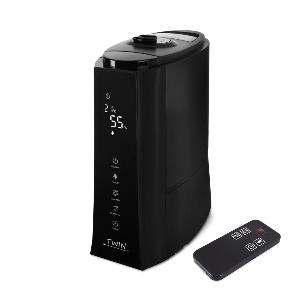 Umidificator de aer cu ionizator, ultrasunete Airbi TWIN, negru + telecomandă